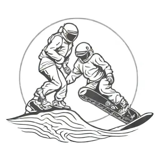 Yin And Yang Symbol With A Snowboarder In The Light Portion And A Climber In The Dark Portion