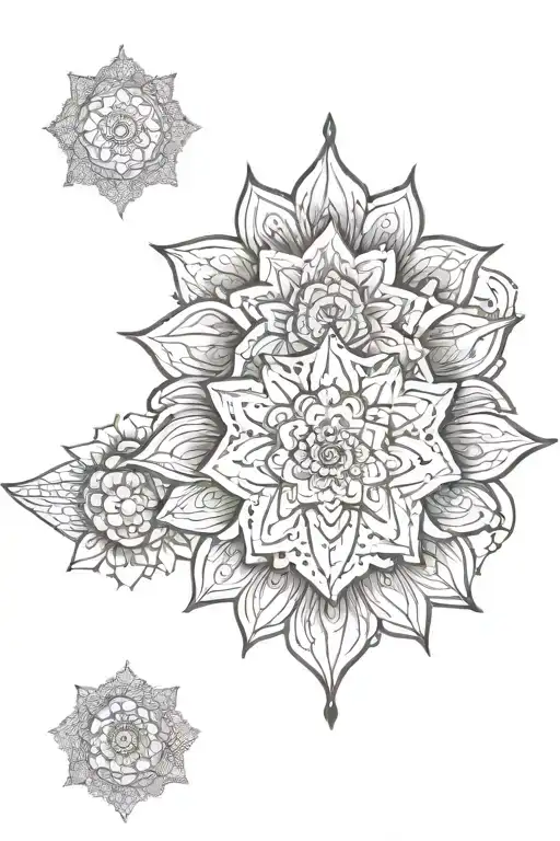Beach And Yoga Inspired Spine Tattoo With Flowers And Mandalas