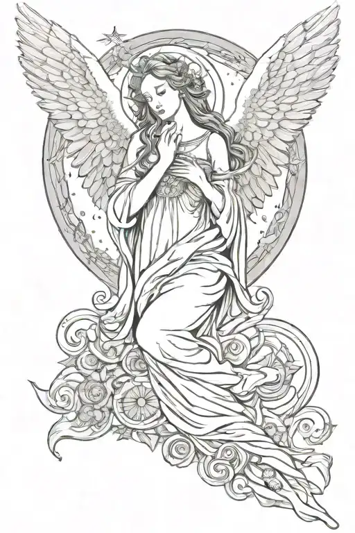 Seraphim Angel With Sun And Moon