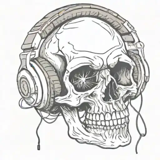 Skull Wearing Headphones