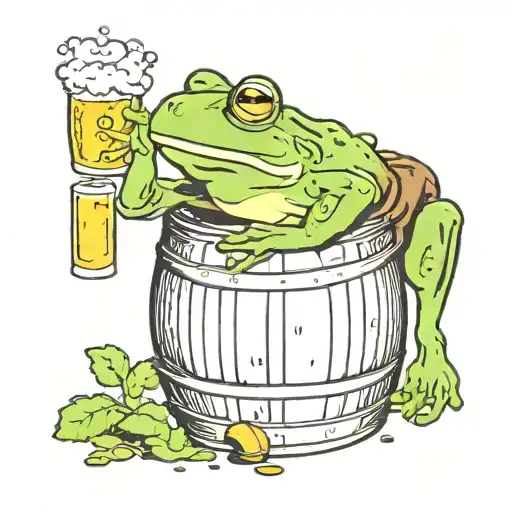 A Frog Leaning On A Barrel Drinking A Beer