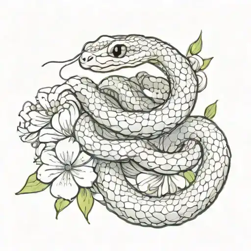 Snake Wrapped In Flowers