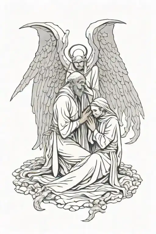 The Demon Lucifer With Wings Leaned Over A Nun Who Prays