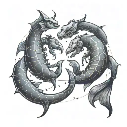 Scorpio And Pisces Zodiac With Star Constellation