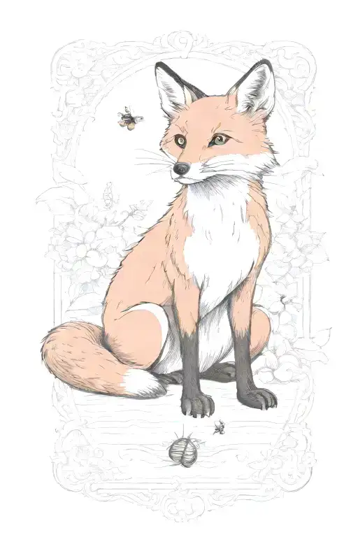 Storybook Illustration Of A Fox With A Honeybee On Its Nose