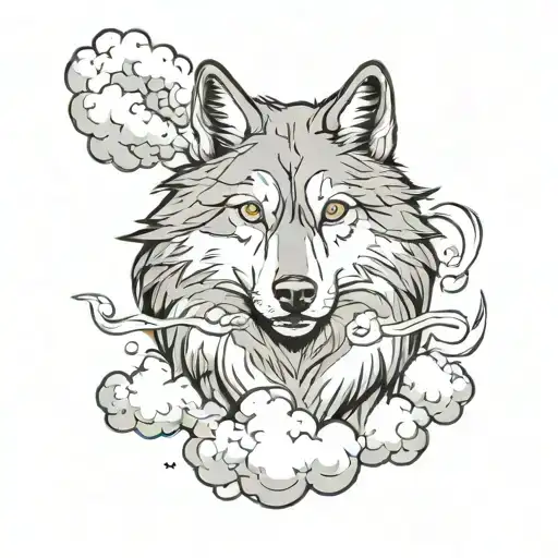 Wolf Smoking Vape Clouds Swirling