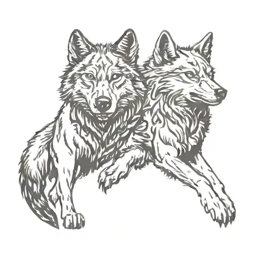 Two Wolves With Scorpio And Pisces Zodiac Signs Incorporated