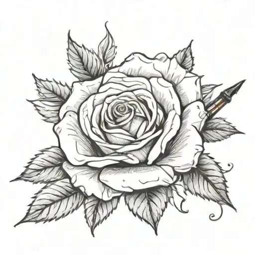 Fountain Pen And Rose