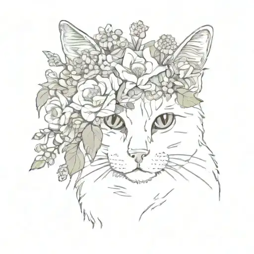 Cat With Flowers