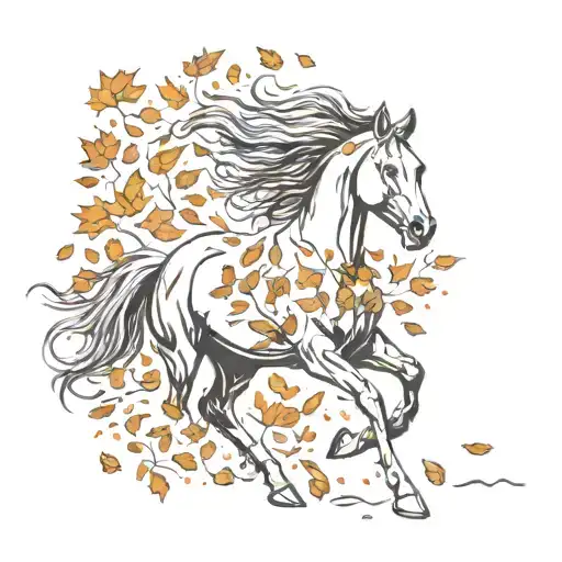 A Majestic Horse Galloping Through A Field Of Autumn Leaves