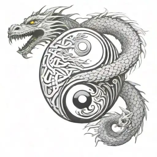Yin Yang Round With Dragon Head Inside
