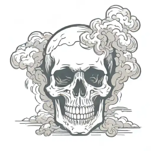 Skull Surrounded By Smoke Rising