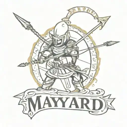 The Word Maynard With A Sword And Arrow Through It