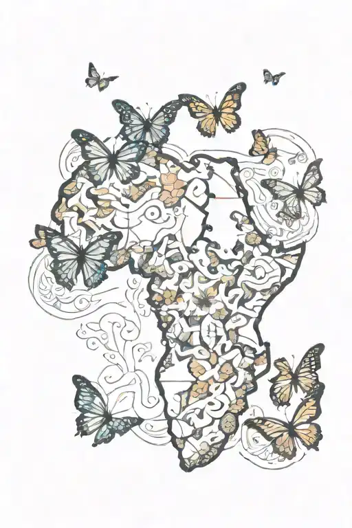 Africa Continent With Butterflies And Imani Symbol