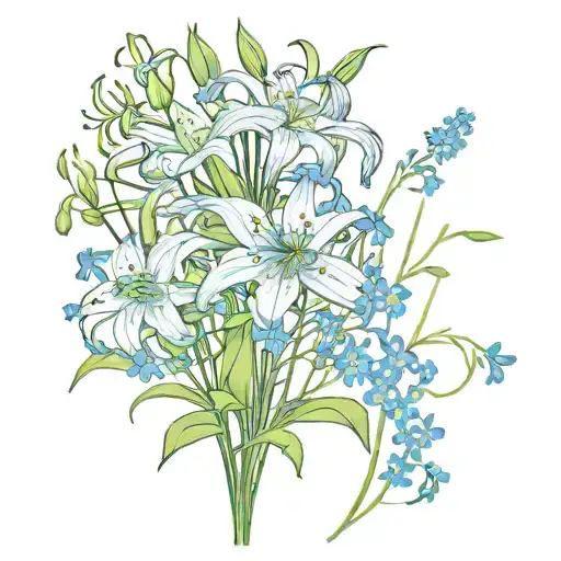 Spider Lilies And Forget Me Nots