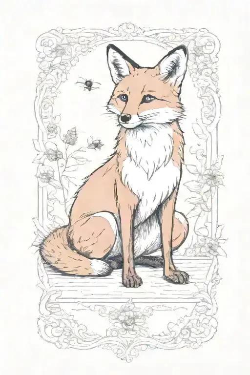 Storybook Illustration Of A Fox With A Honeybee On Its Nose