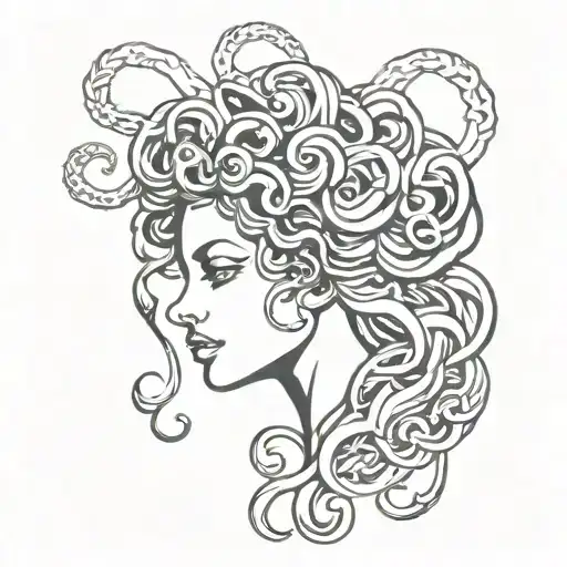 Medusa Head Girly Body Silhouette Filled
