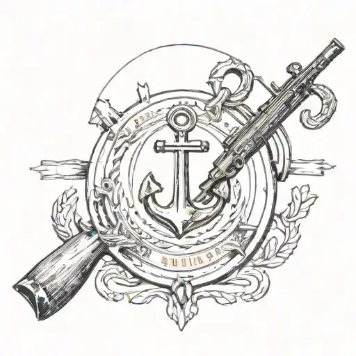 Anchor And A Rifle Inside An Oval