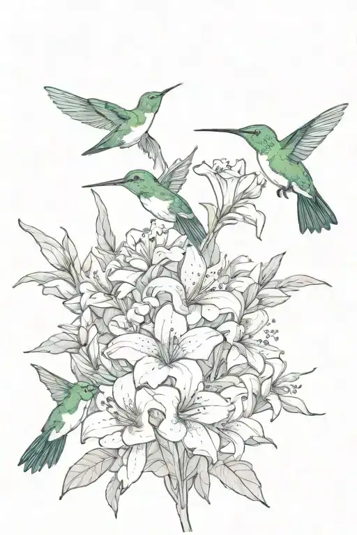 Birth Flowers With Hummingbirds