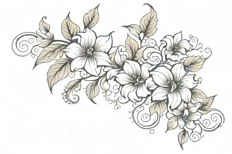 Vine Floral Feminine Shoulder Collarbone Tattoo Design