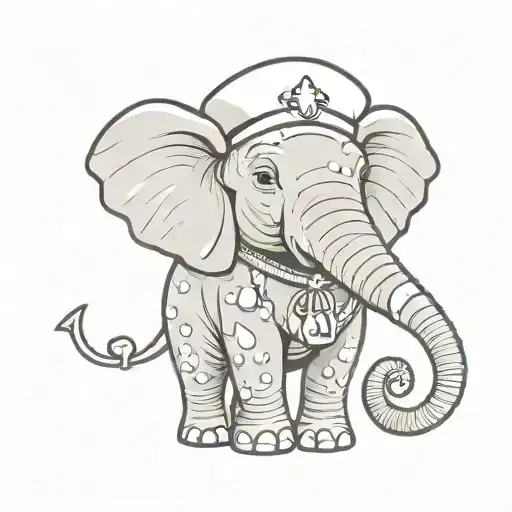 Elephant Wearing A Nurse's Hat & A Diamond Earring