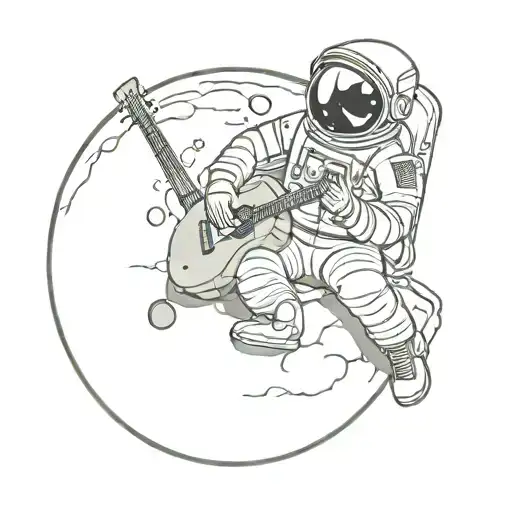 Astronaut Sitting On The Moon Playing Guitar