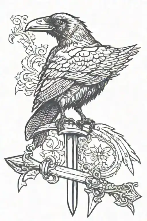 Crow Sitting Atop A Dagger