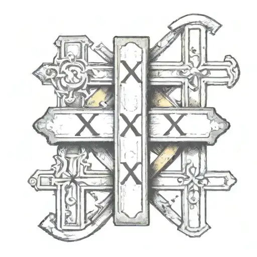 Cross Connected To Two Roman Numeral Dates Stacked On Each Other