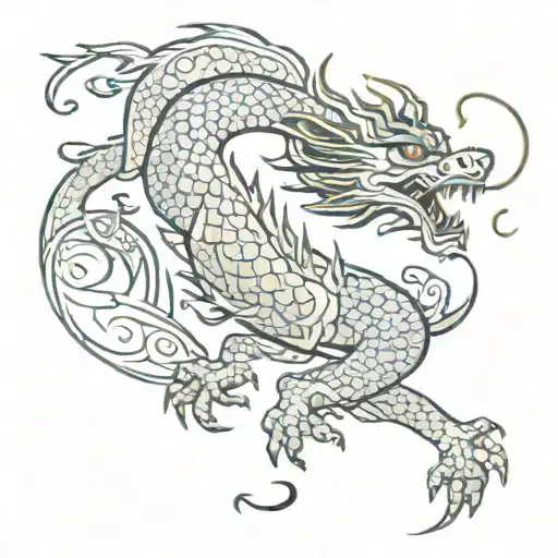 Oriental Dragon With A Small Body Breathing Fire