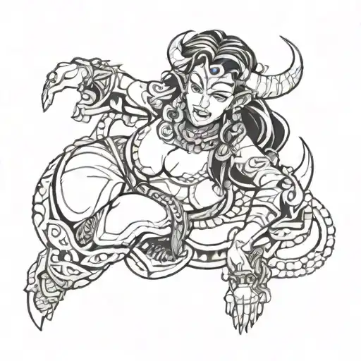 Demon Tribal Women With Her Touge Out