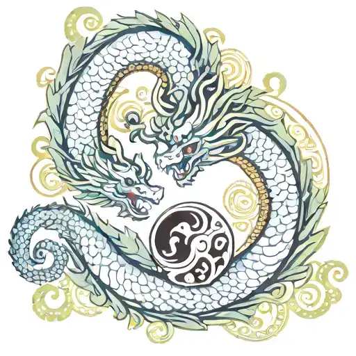 Ying Yang Oriental Dragon