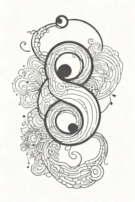 A Minimalist Line Art Tattoo Of A Semi Colon And Yin Yang Symbol