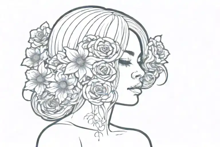 Girl With Flower Hair With The Word Power Melting From Her Face