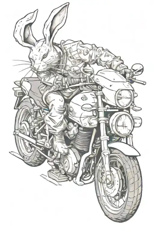 Rabbit Riding Motorcycles Cars Bodybuilding Motivation Samurai Dragon Caferacer