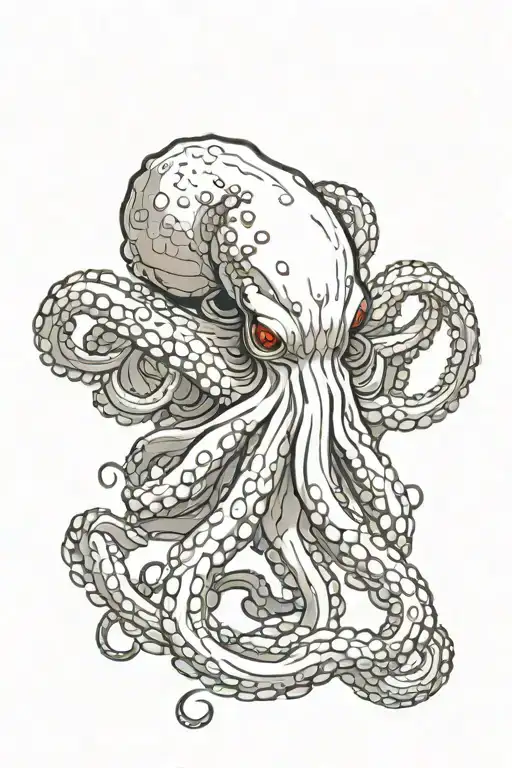 Octopus With Bloody Streaks From Its Eyes White Dragon