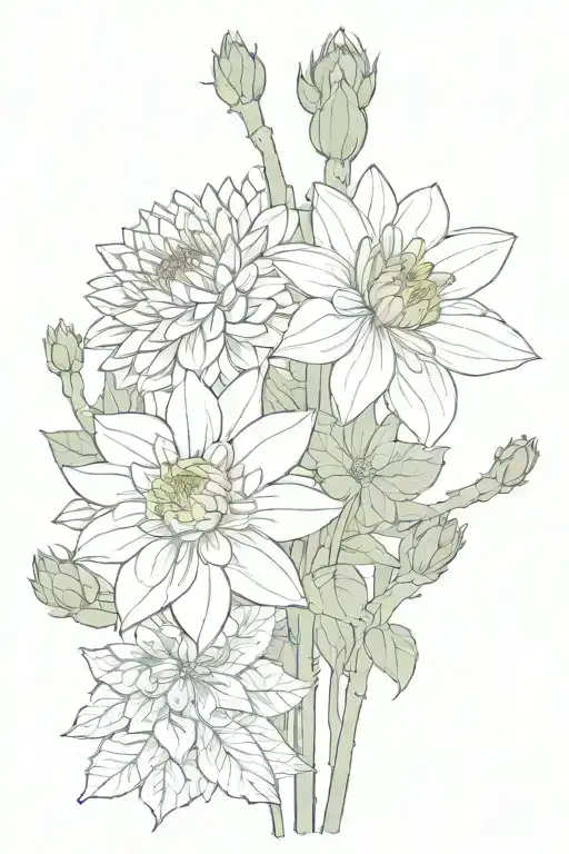 Dahlia And Hibiscus And Cactus