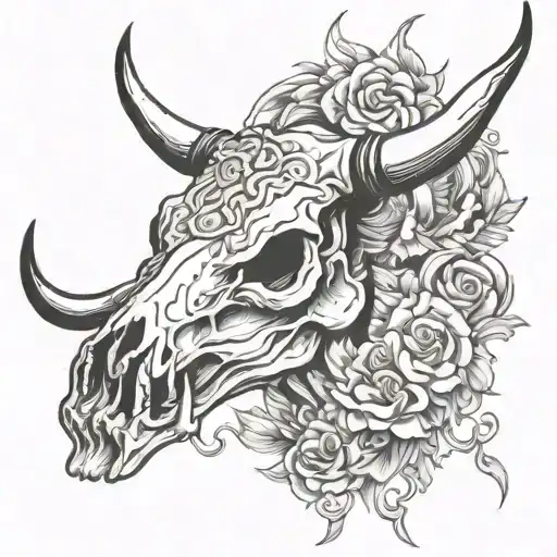 Bull Skull Tattoo Design