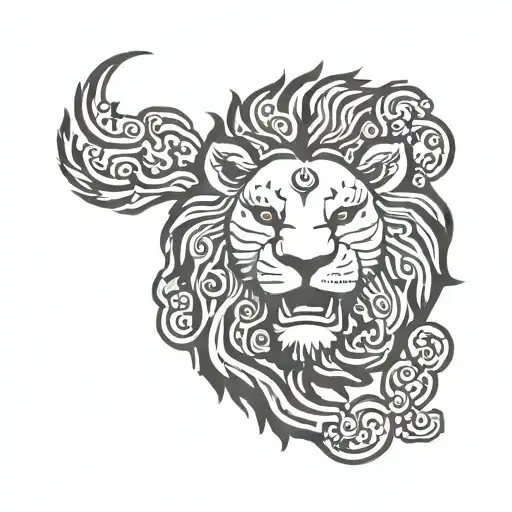 Half Lion Head Half Bear Head Korean Calligraphy