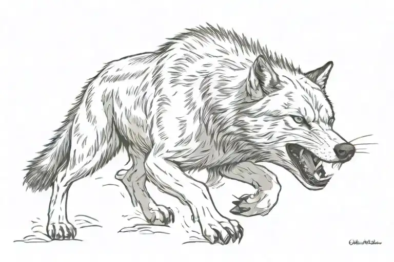 Snarling Wolf Running