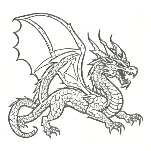Dragon Outline Filled