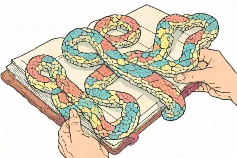 Book With Hand Holding Rainbow Boa Constrictor Wrapped