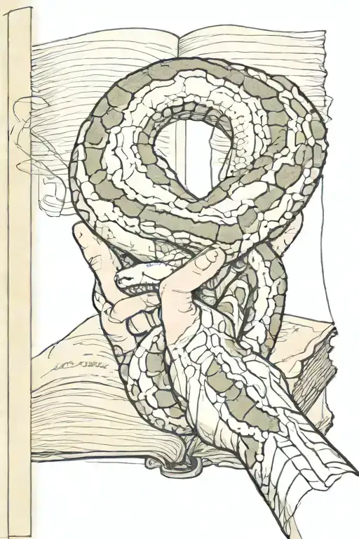 Book With Hand Holding Boa Constrictor Wrapped