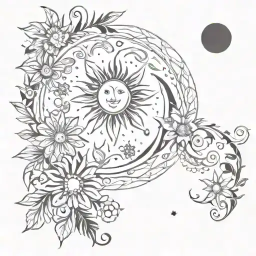 Sun And Moon Floral Patterns