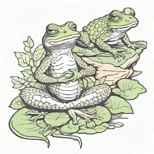 Lizard And Frog Meditating