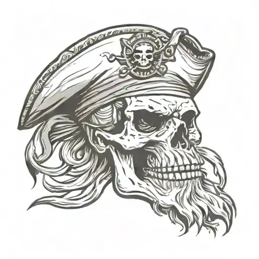 Pirate Head With Blade In Skull Wearing Eye Band
