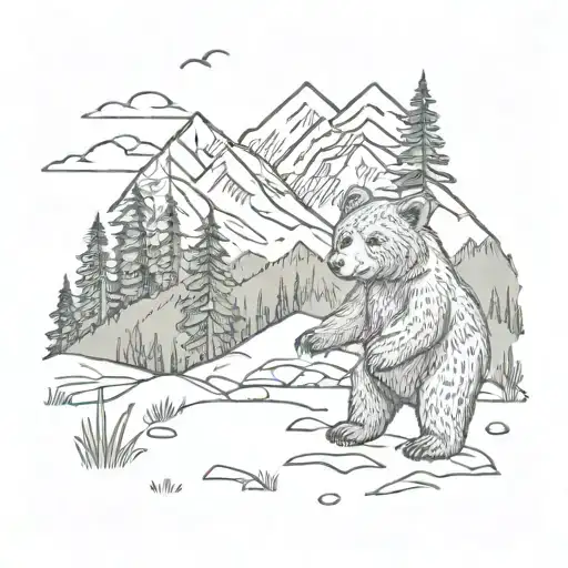 Mountains With Baby Bear