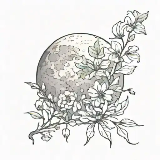 Moon And Flowers Intertwined