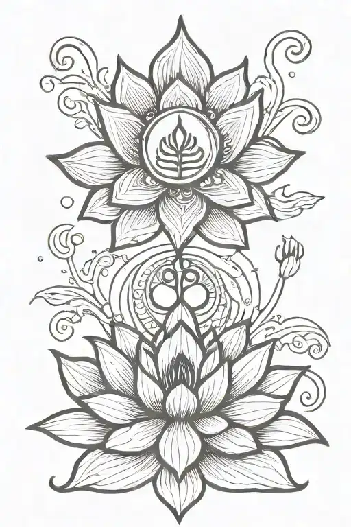 Unalome Symbol With Lotus