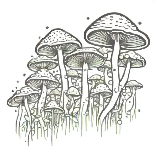 Psychedelic Mushroom Forest With Hidden Drug Molecules