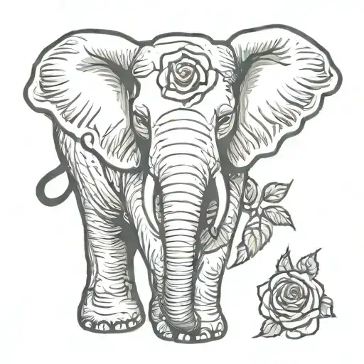 Elephant With Rose Growing